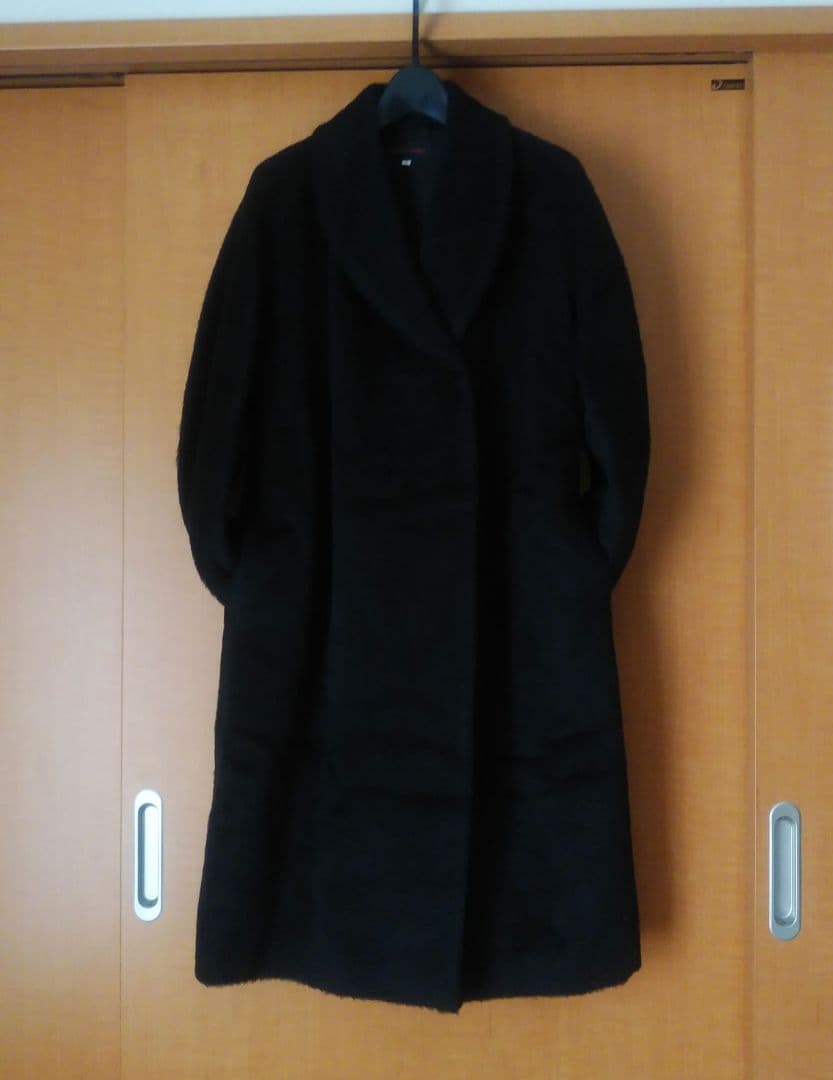メル　た394✨️超美品！ヨシエイナバアルパカ裏地絹軽いブラックロング 9