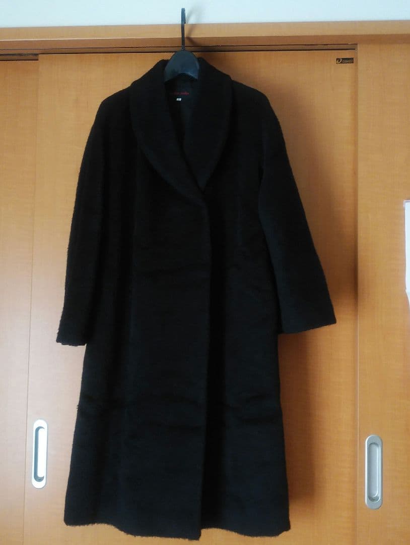 メル　た394✨️超美品！ヨシエイナバアルパカ裏地絹軽いブラックロング 9