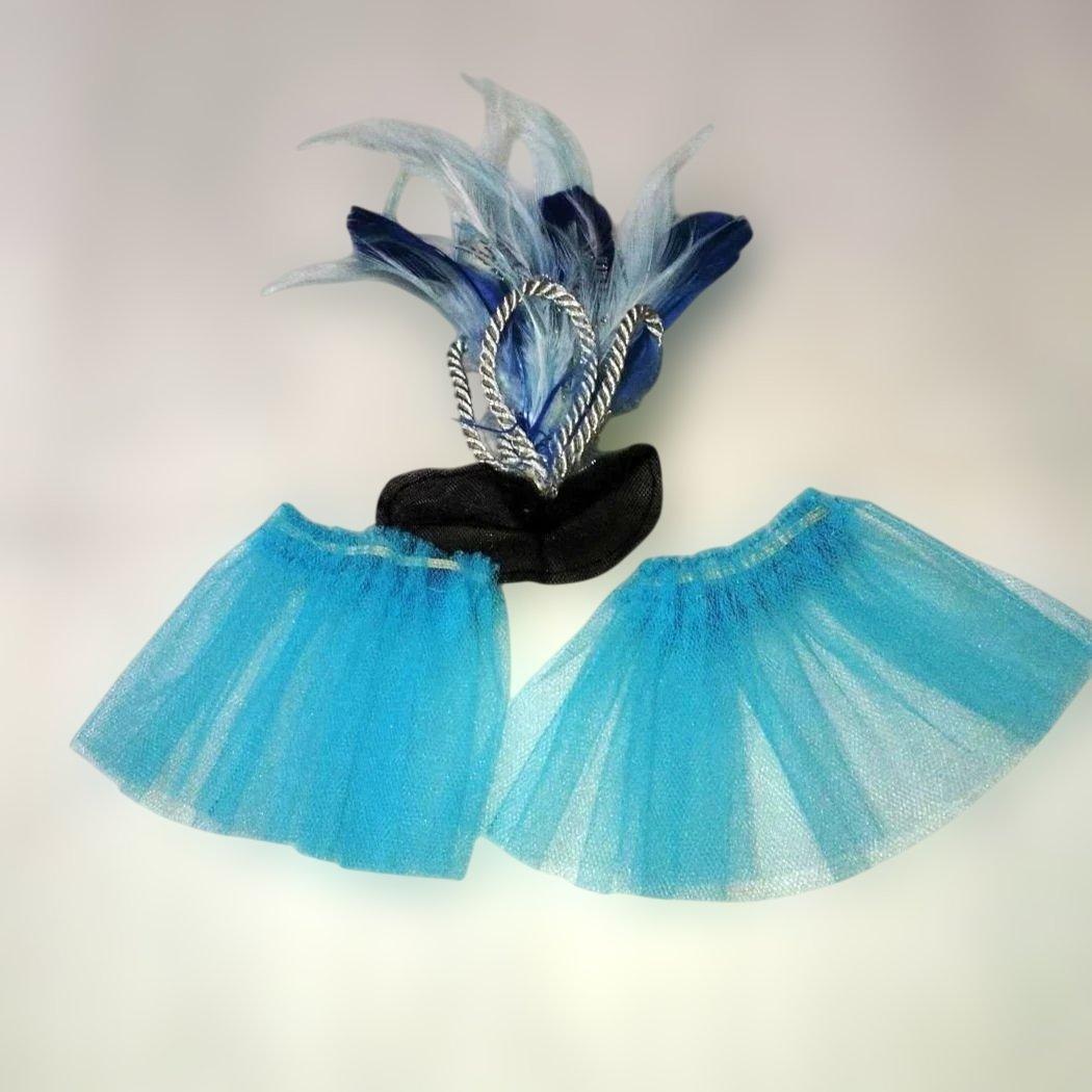 バレエ　水色 クラシックチュチュ シルビア製　小学中学年　2着　髪飾り、袖付
