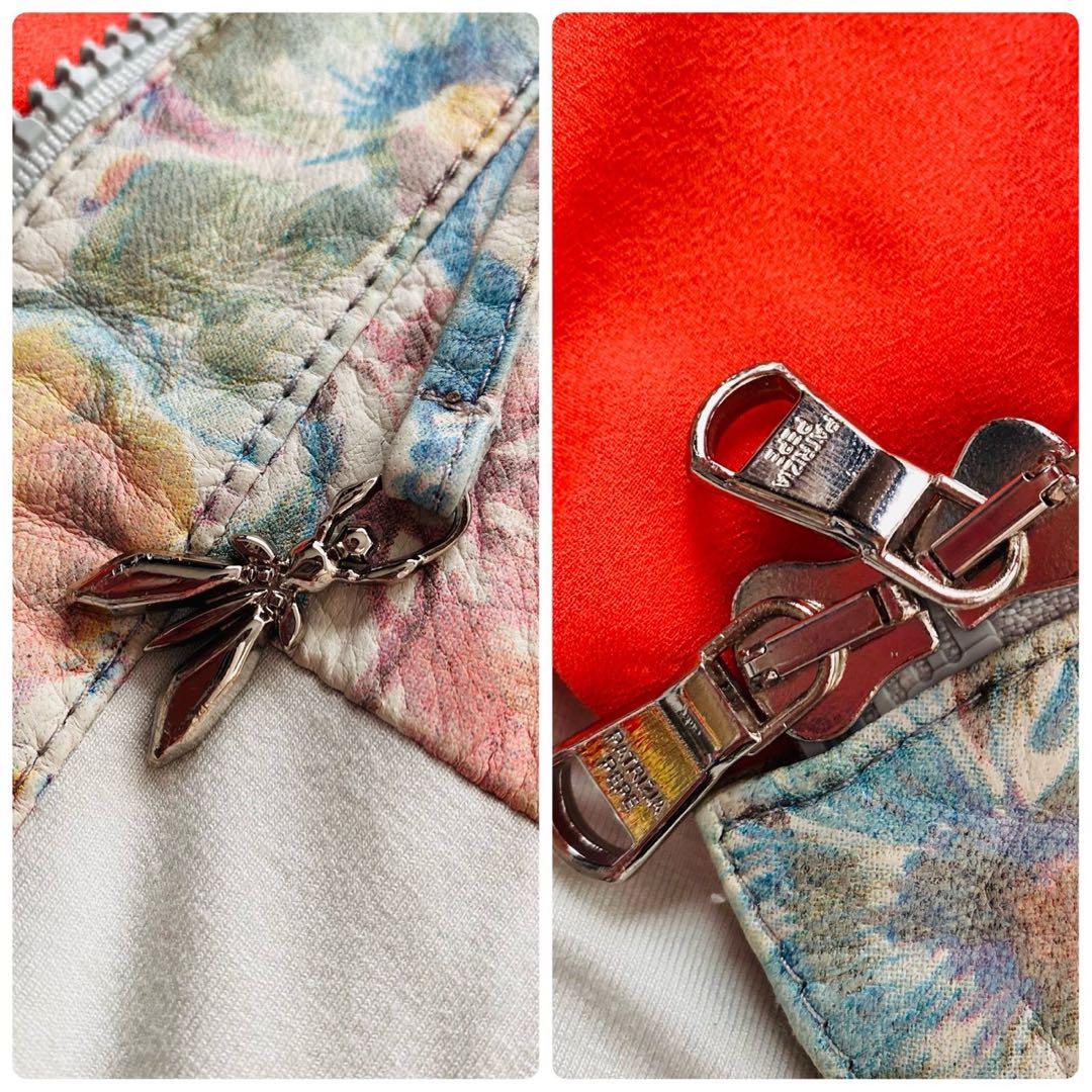 パトリツィアペペ●未使用タグ付●希少総花柄デザイン イタリア製ラムレザーブルゾン