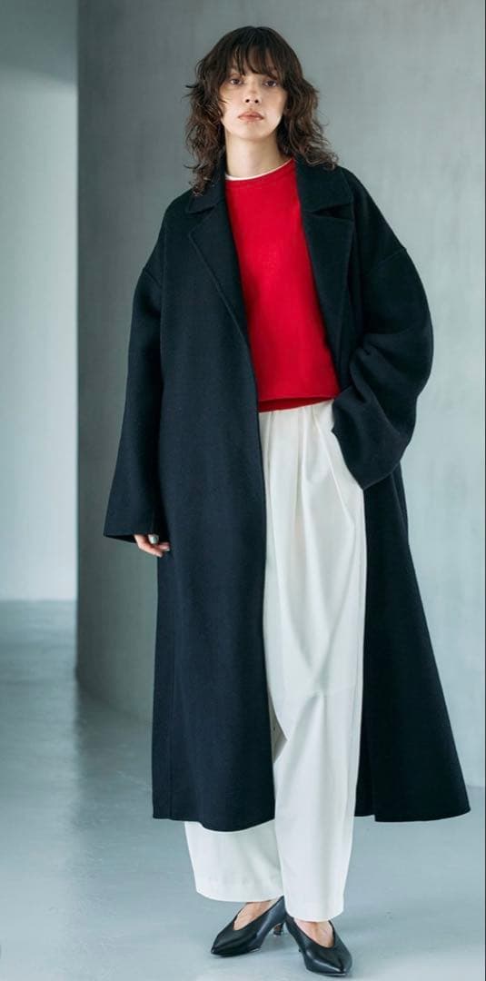 【N.O.R.C】新品未使用ウールメルトンロングリバーコート　サイズ3 ブラック