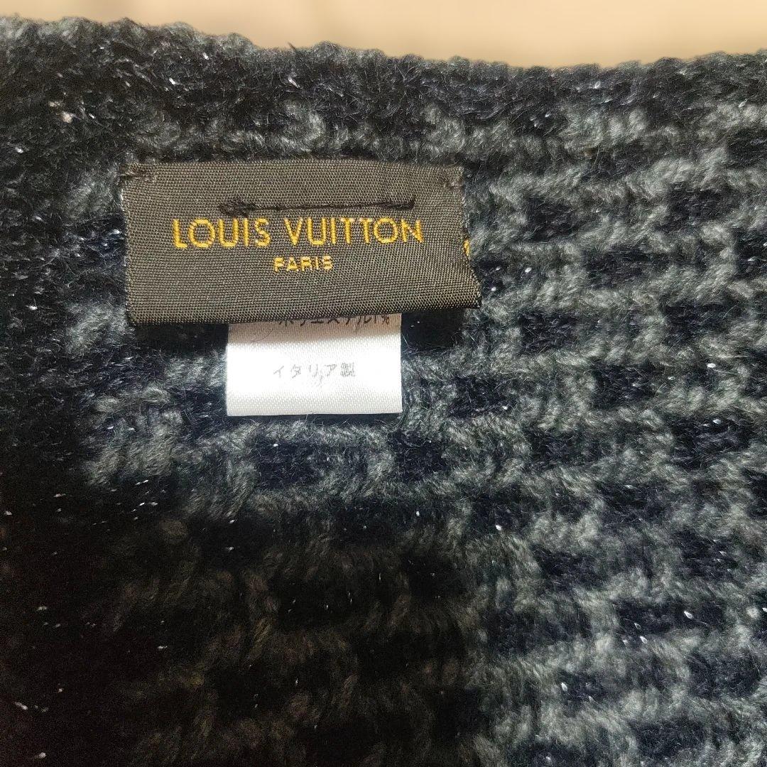 ルイヴィトン エシャルプ ダミエ コージー ピン付 マフラー カシミヤ モヘヤ