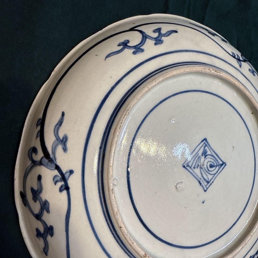 古伊万里　染付　総花唐草　8寸皿