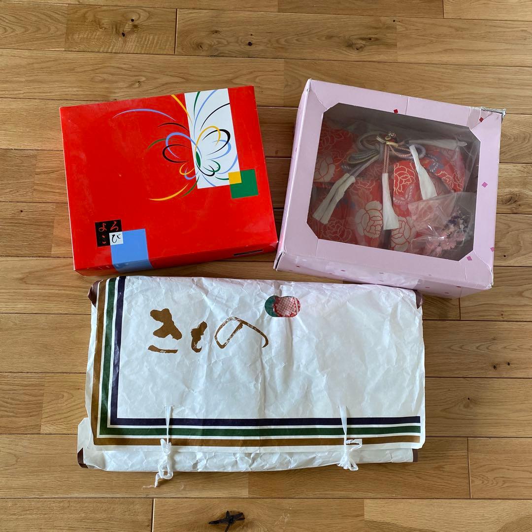 七五三　女の子　7歳向け　正絹　絞り入り　レトロ着物　セット