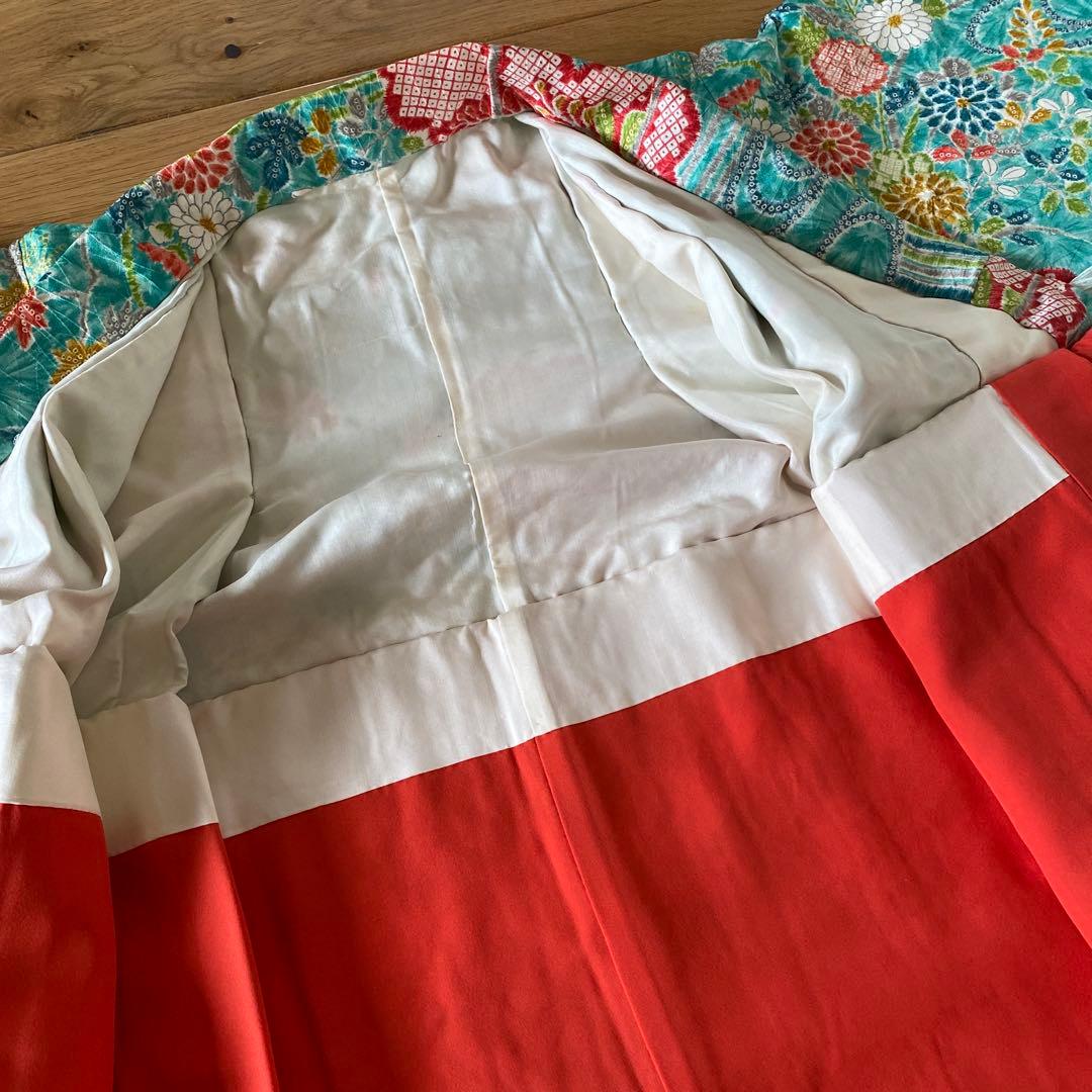 七五三　女の子　7歳向け　正絹　絞り入り　レトロ着物　セット