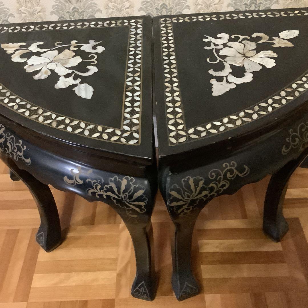 美品‼️螺鈿テーブル＆椅子4脚セット‼️