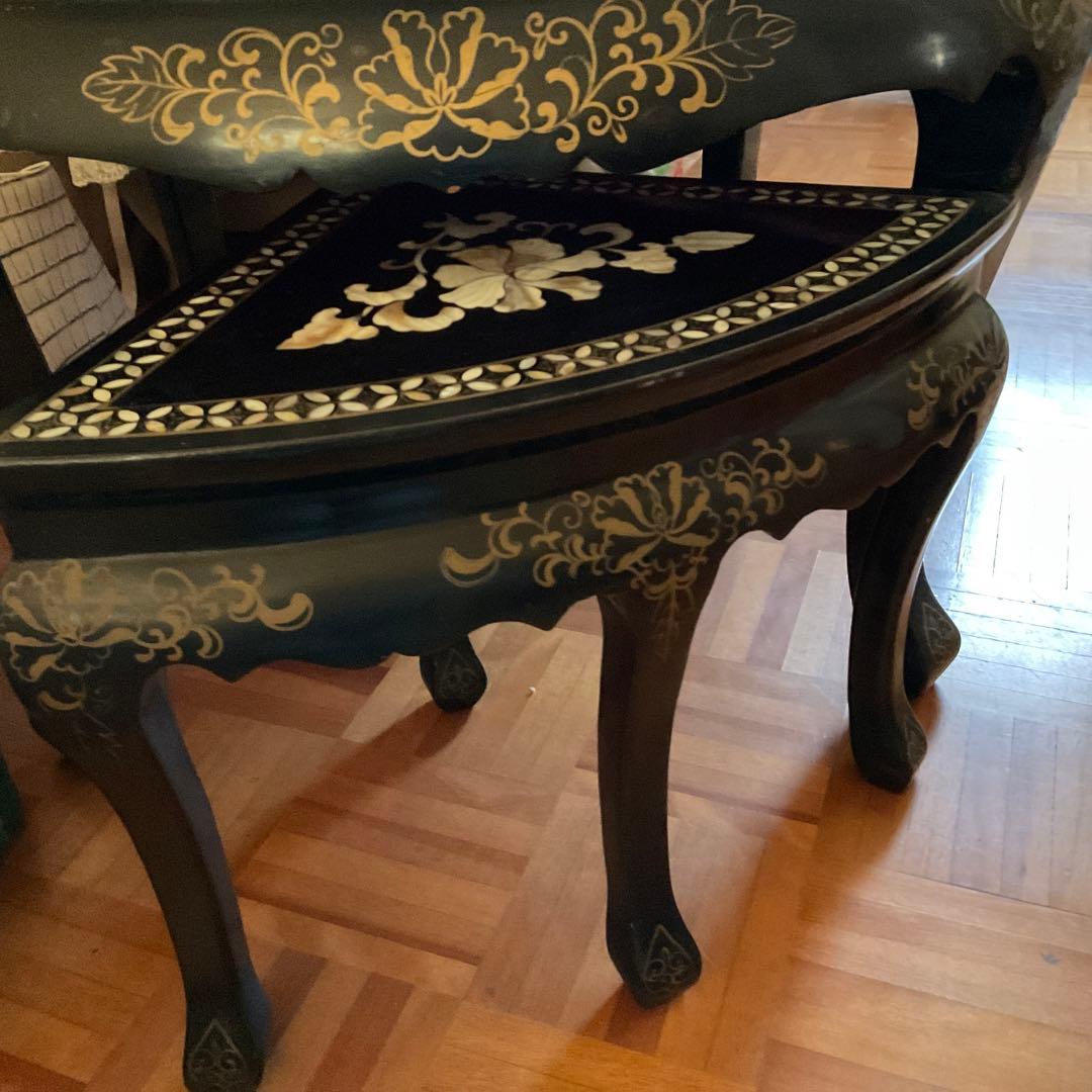 美品‼️螺鈿テーブル＆椅子4脚セット‼️