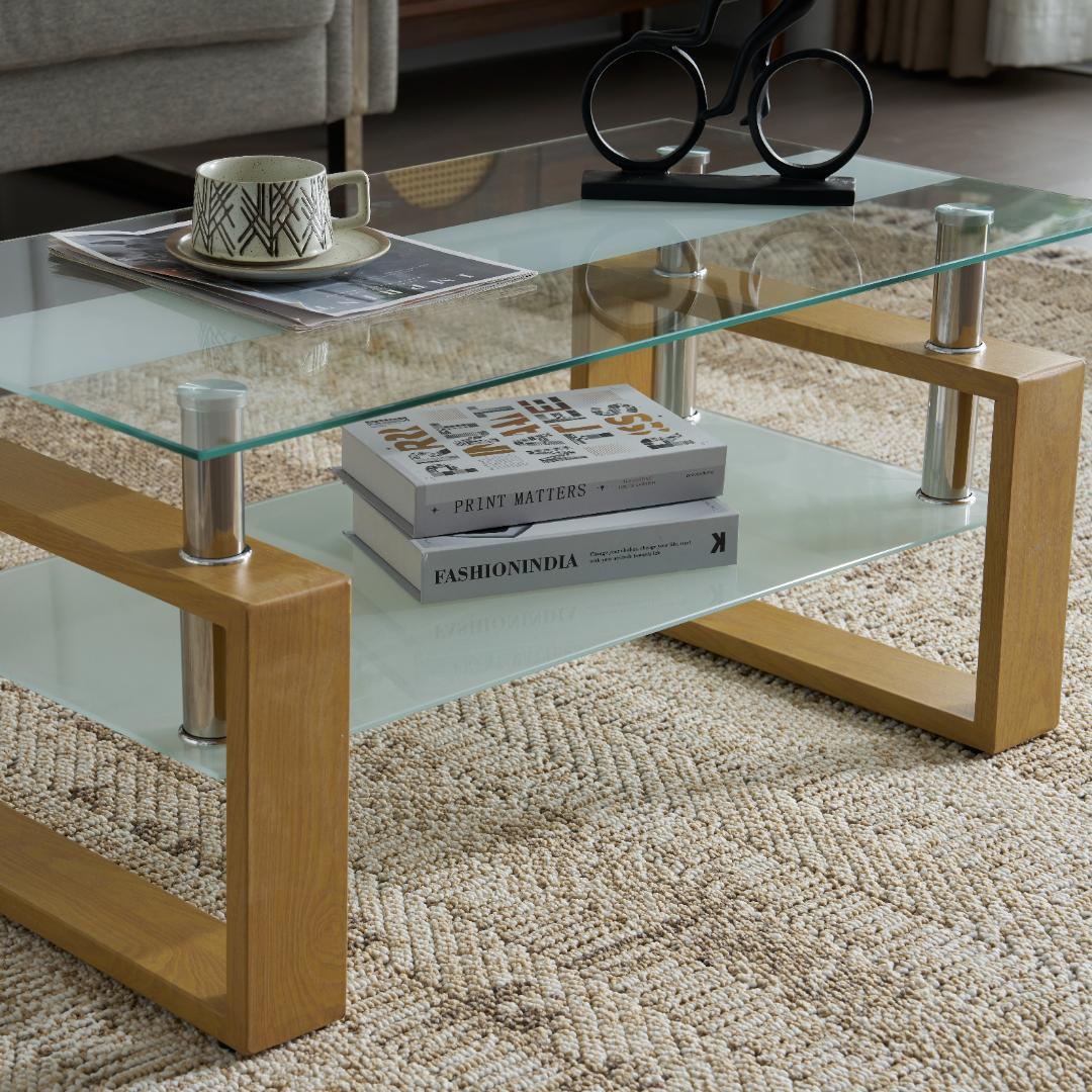 ローテーブル コーヒーテーブル 幅87.5x奥47.5x高さ39.5cm 収納棚