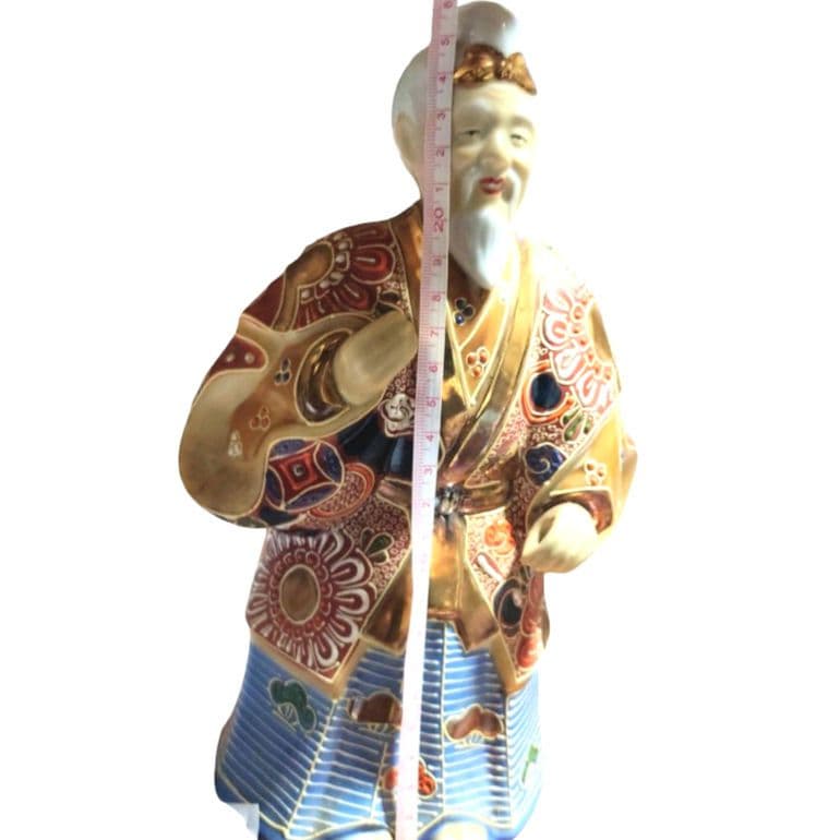 【特大26cm】九谷焼 高砂人形 一対 菊仙銘 色絵金彩 夫婦円満 長寿 縁起物