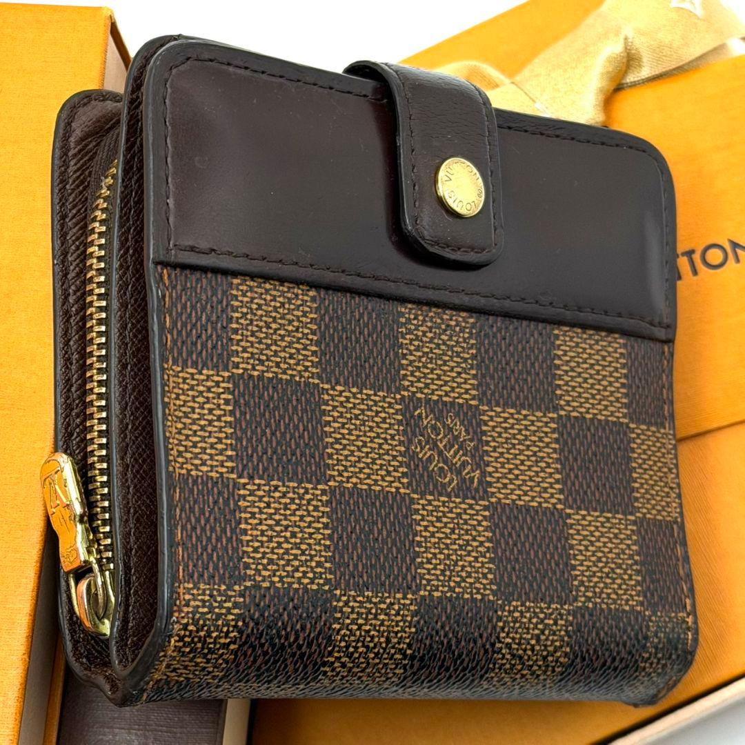 良品 ルイヴィトン ダミエ エベヌ コンパクトジップ 財布 二つ折り ラウンド