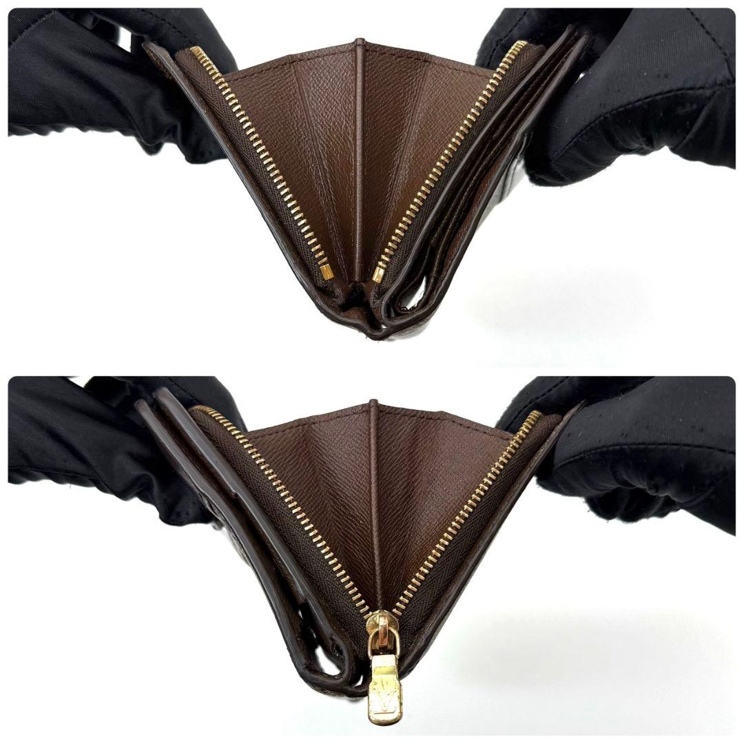 良品 ルイヴィトン ダミエ エベヌ コンパクトジップ 財布 二つ折り ラウンド