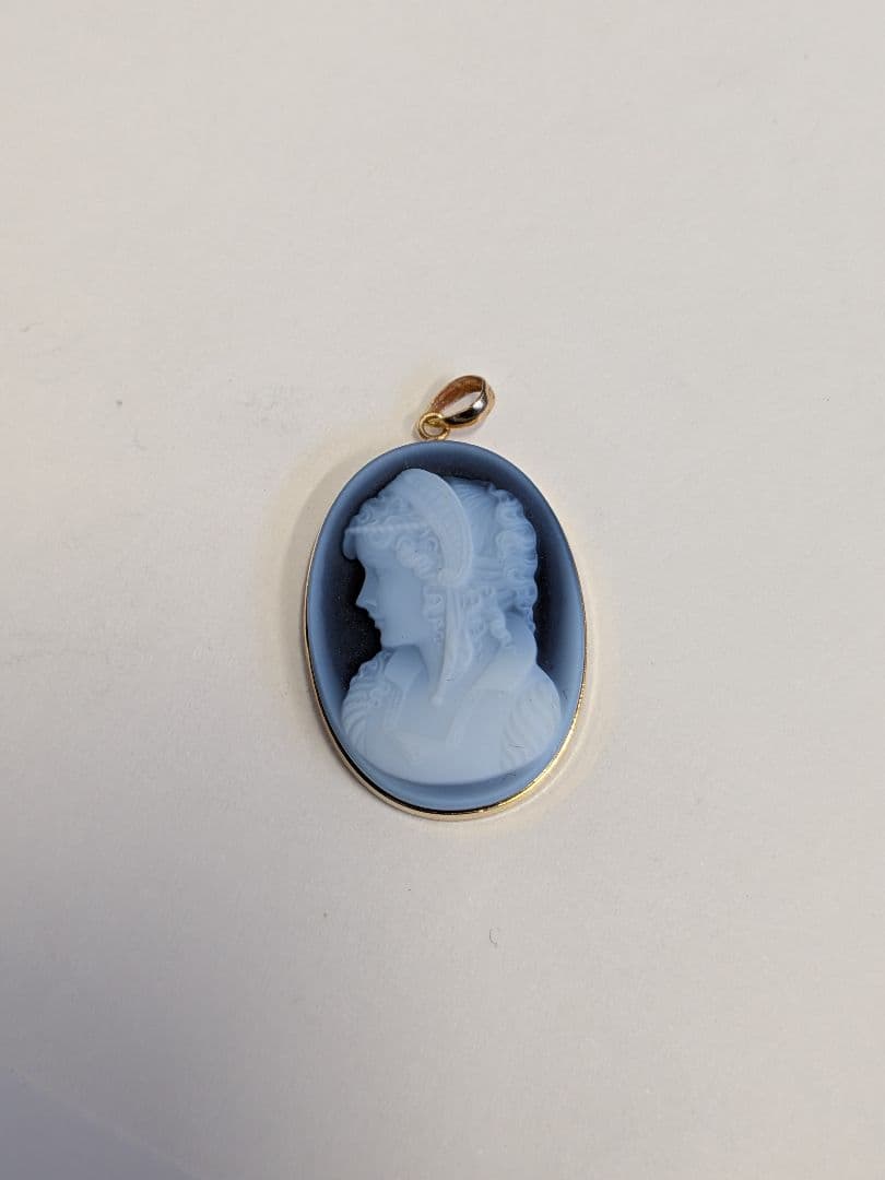 K18カメオ オニキス ネックレストップ