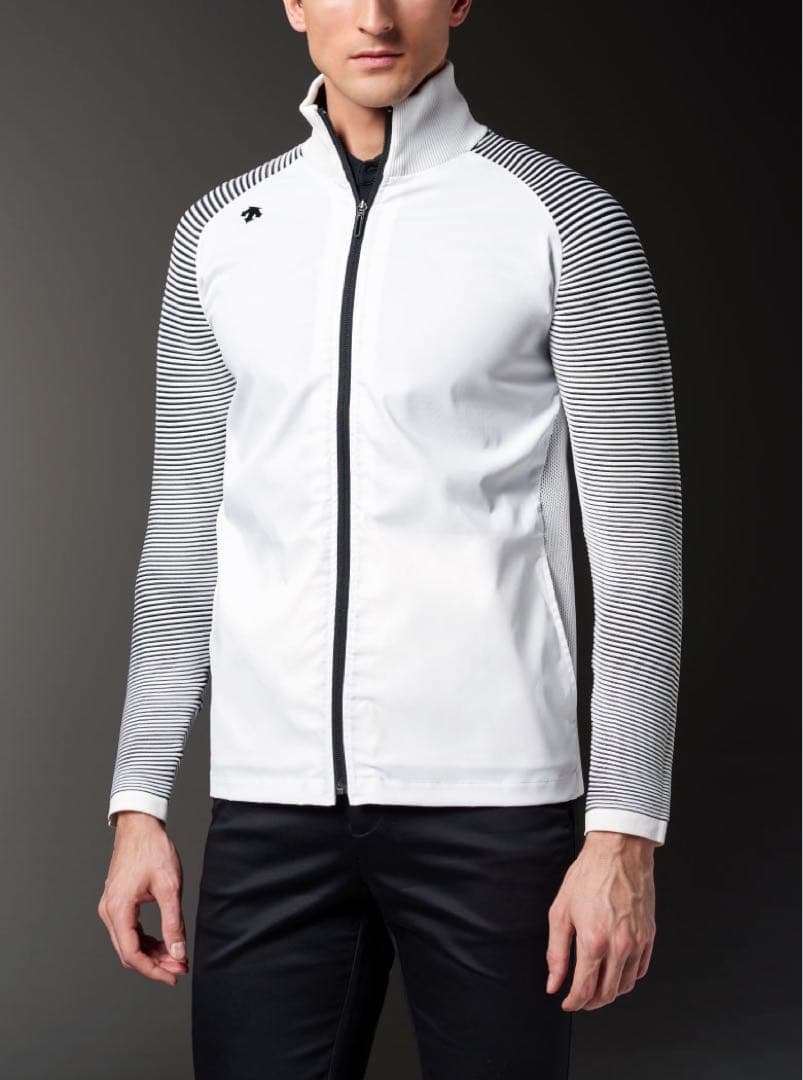 【美品】デサントゴルフ　ストライプデザイン フルジップジャケット