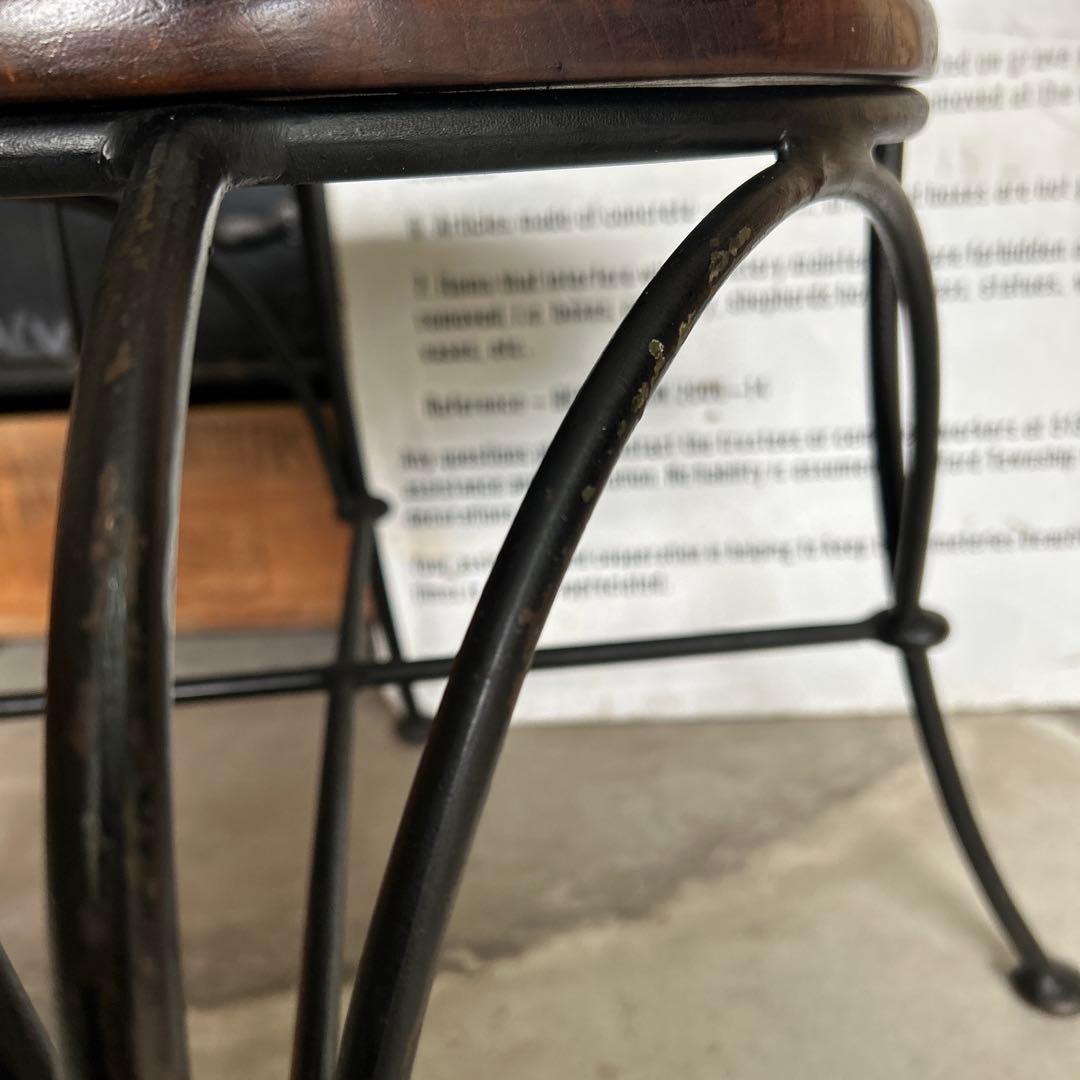 ヴィンテージ インダストリアル アイアン ウッド スツール チェアー 椅子 A