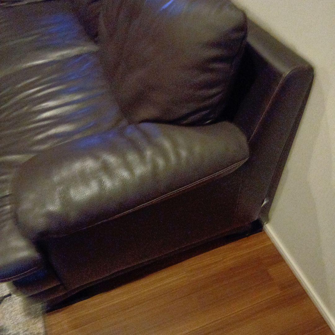 ダークブラウン レザー 3人掛けソファ