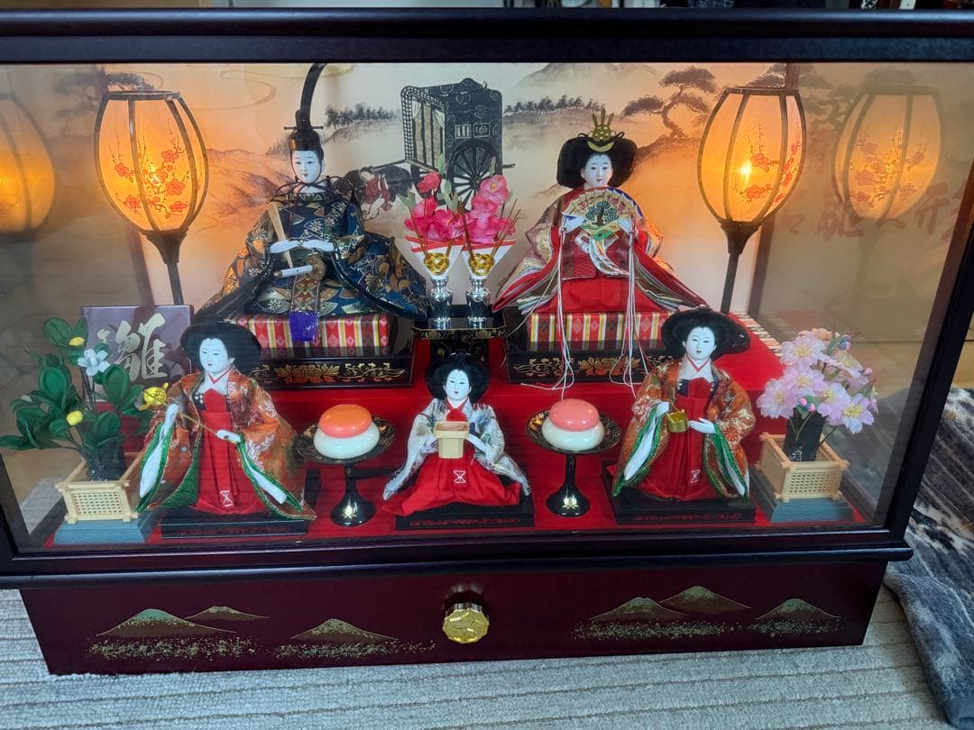 雛人形セット 照明付きケース　雅峯作
