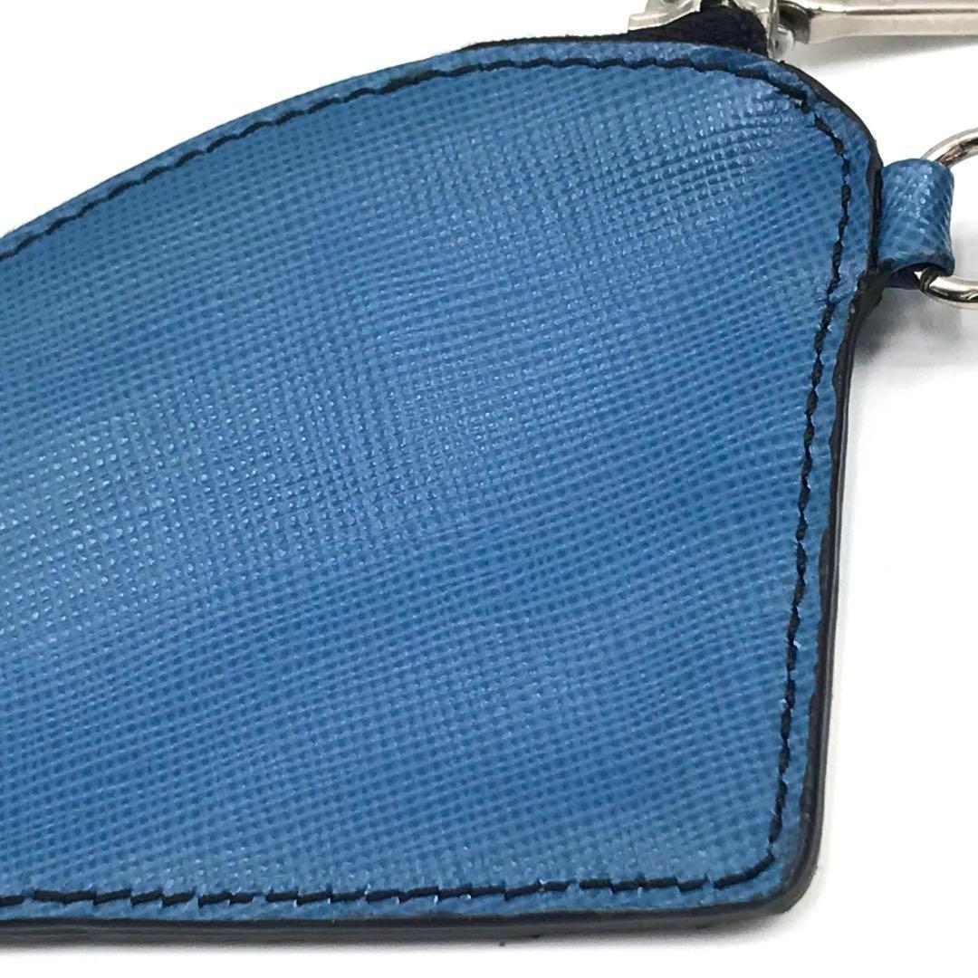 PRADA プラダ ケース チャーム 小銭入れ くじら レザー 鯨 青