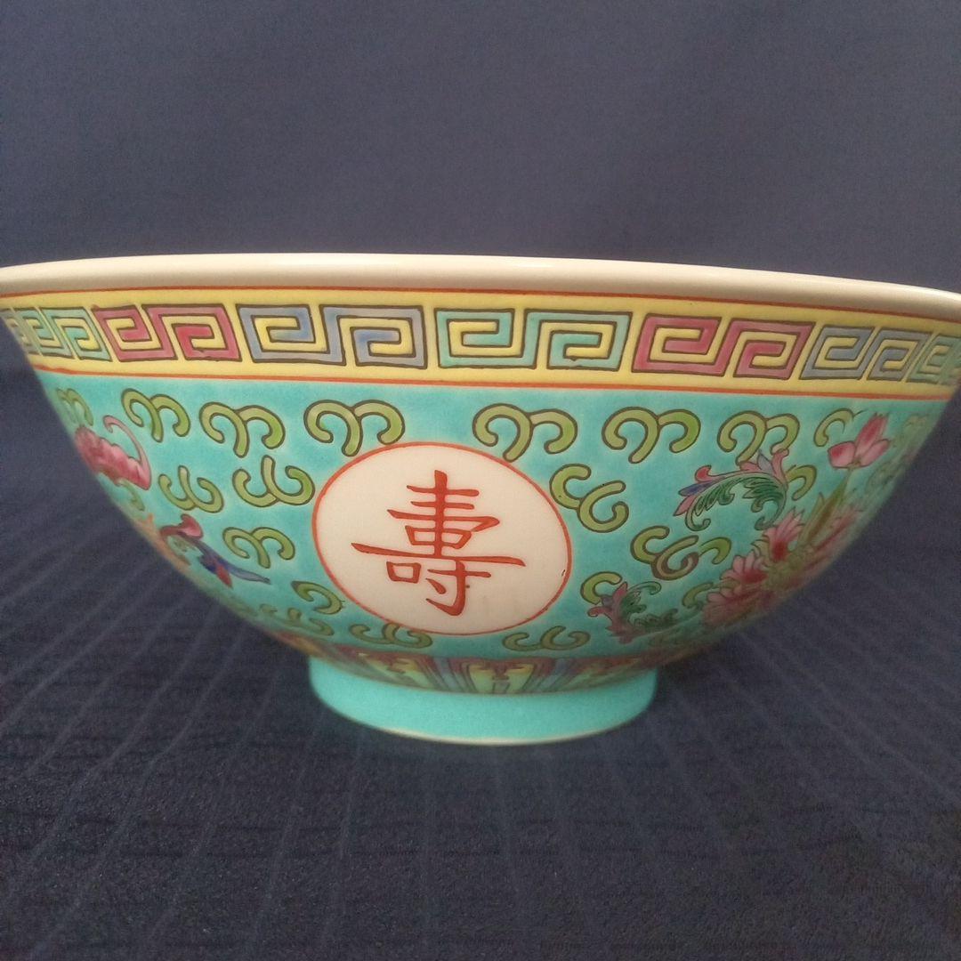 景徳鎮 ラーメン鉢 2客 ラーメン丼 ターコイズカラー【未使用】