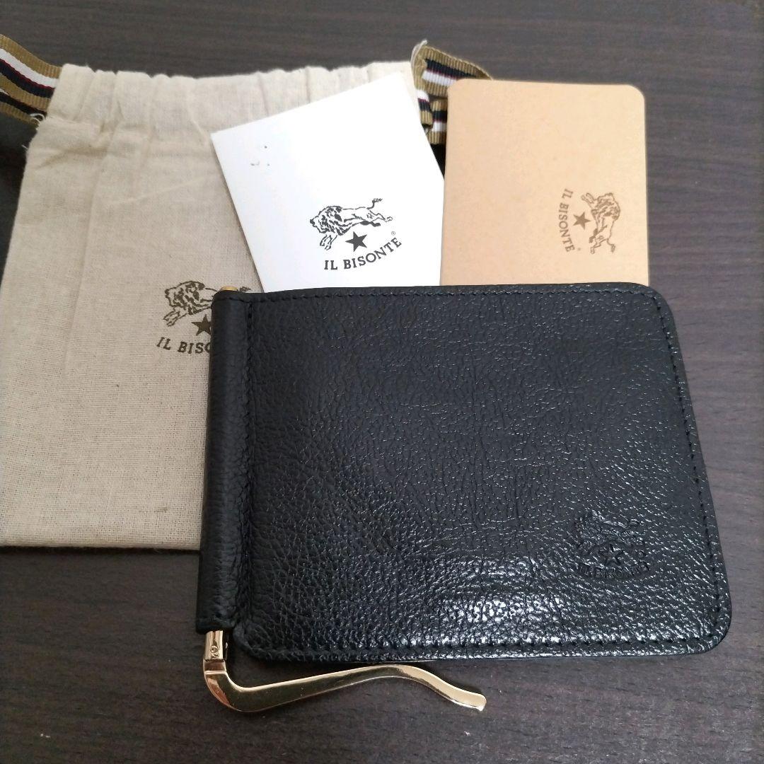 新品 イルビゾンテ 本革 レザー ウォレット 財布 マネークリップ ブラック