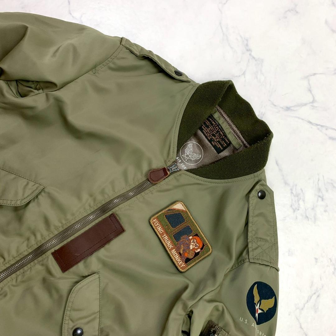 HOUSTON L-2 フライトジャケット カーキ ワッペン 38　E011
