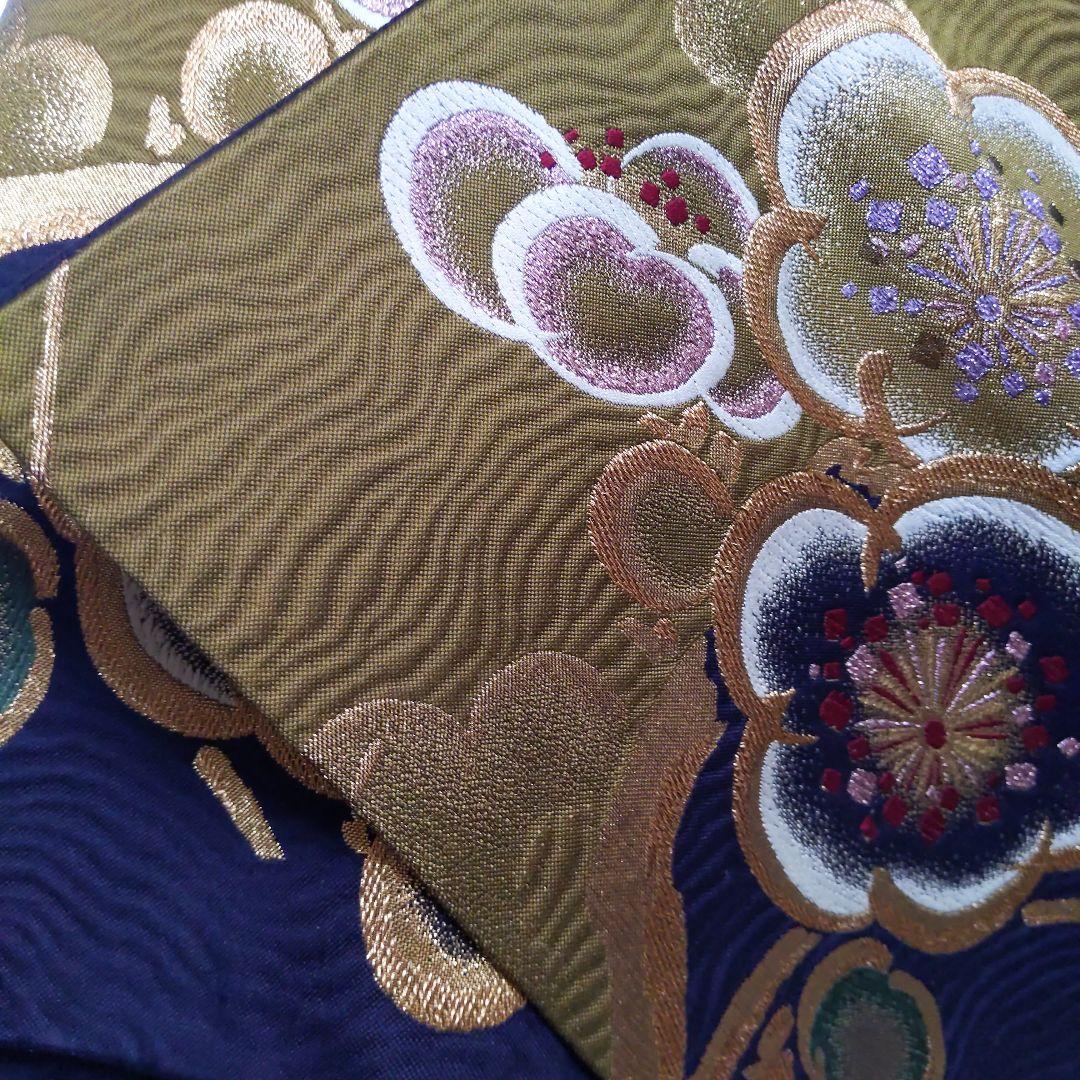 351華やぎ【最終価格】【桜蝶　紺色×ワイン色】【振袖6点フルセット】卒業謝恩会