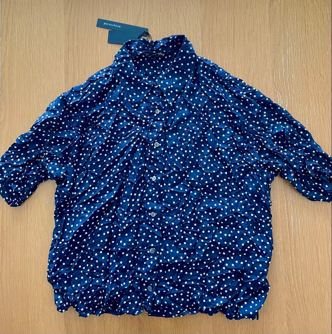 ミズイロインド ドットプリントワッシャーシャツ