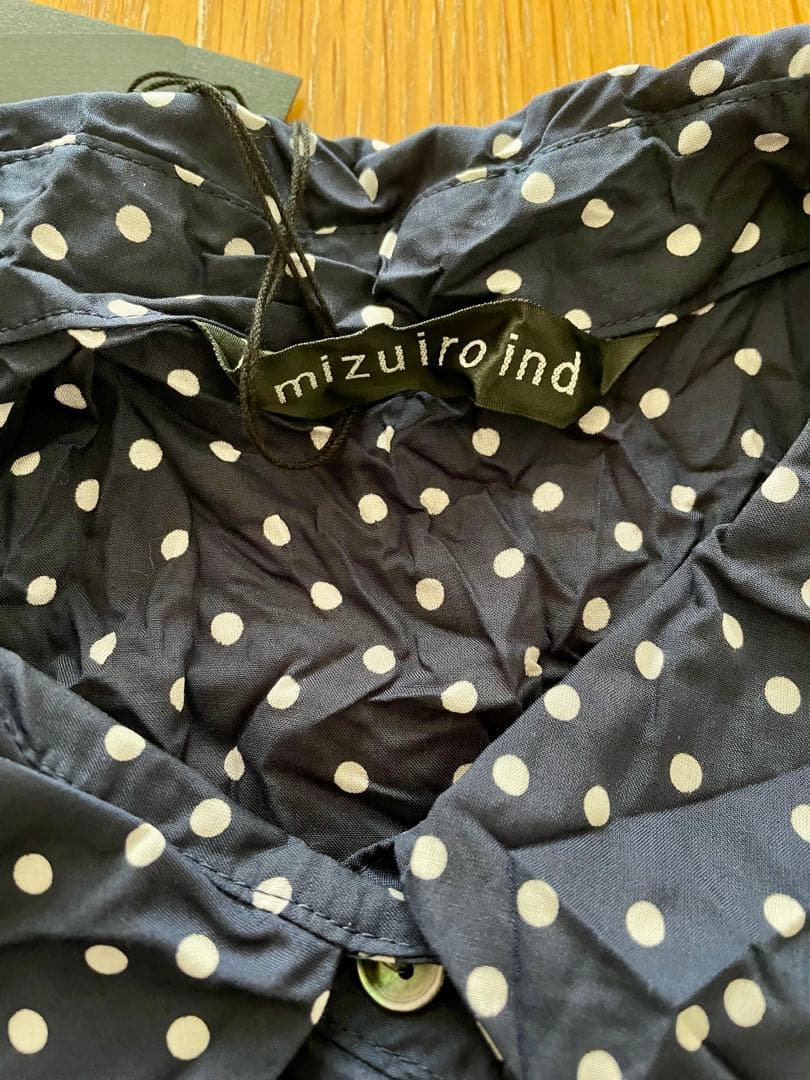 ミズイロインド ドットプリントワッシャーシャツ