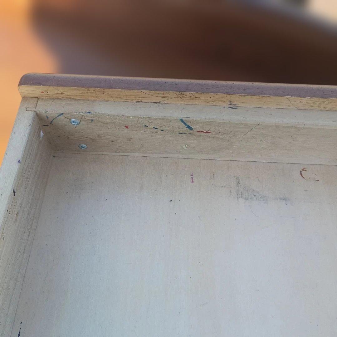 5123）カリモクの引き出し付き机／学習机・作業机