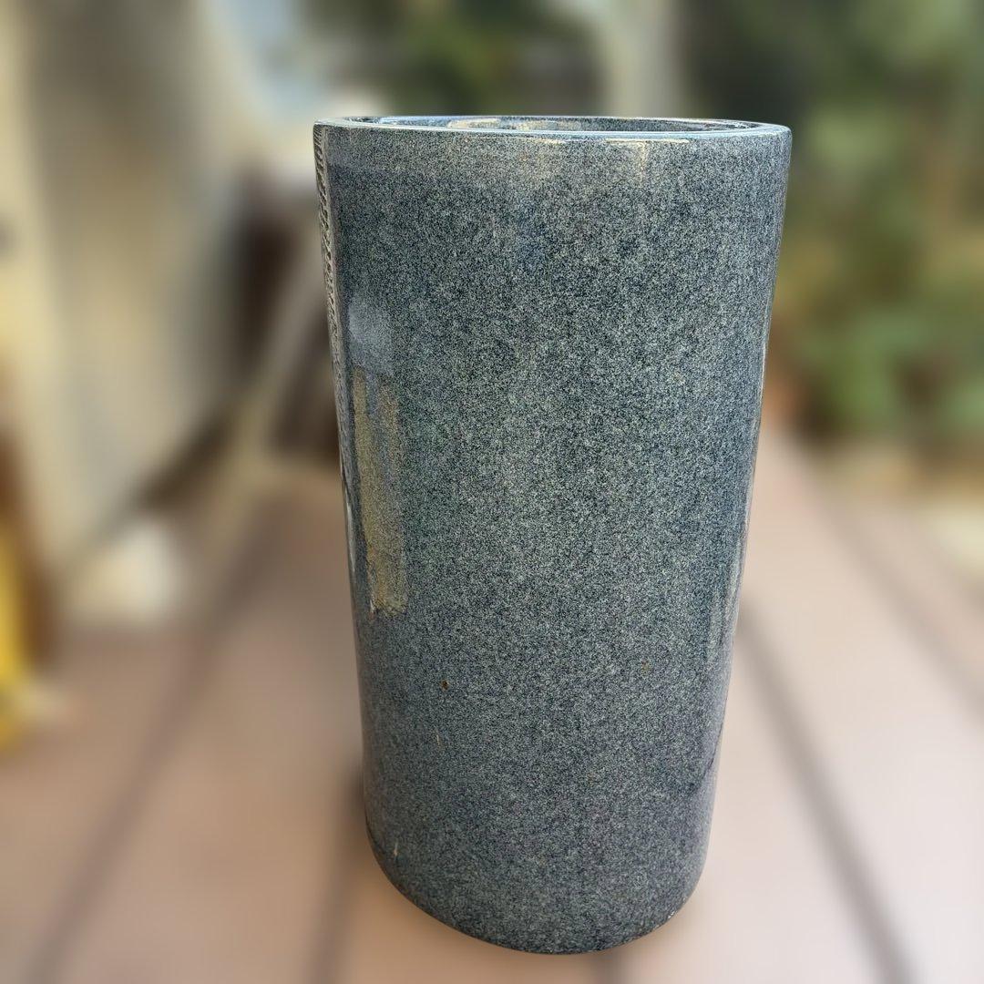 昭和レトロ 信楽焼 大型 陶器製 楕円形 焼き物 傘立て ブルー網目陶器製傘立て