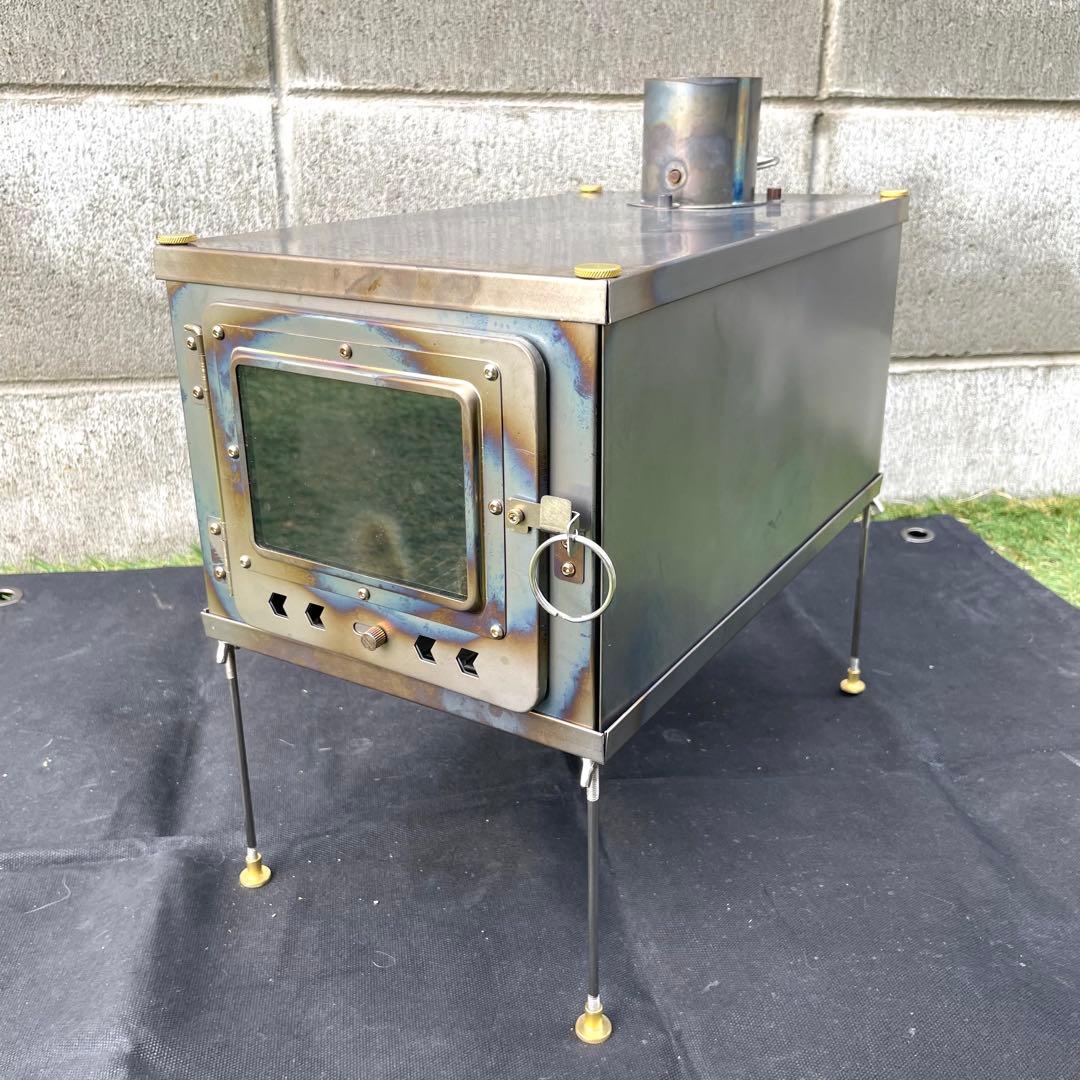 Soomloomチタン製薪ストーブ スパークアレスター　煙突ジャック付き