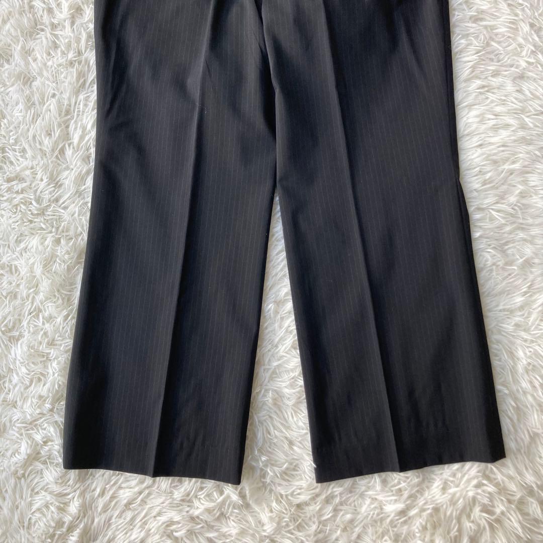 【特大】 23区 イタリア製生地 ストライプパンツスーツ セットアップ 黒 48