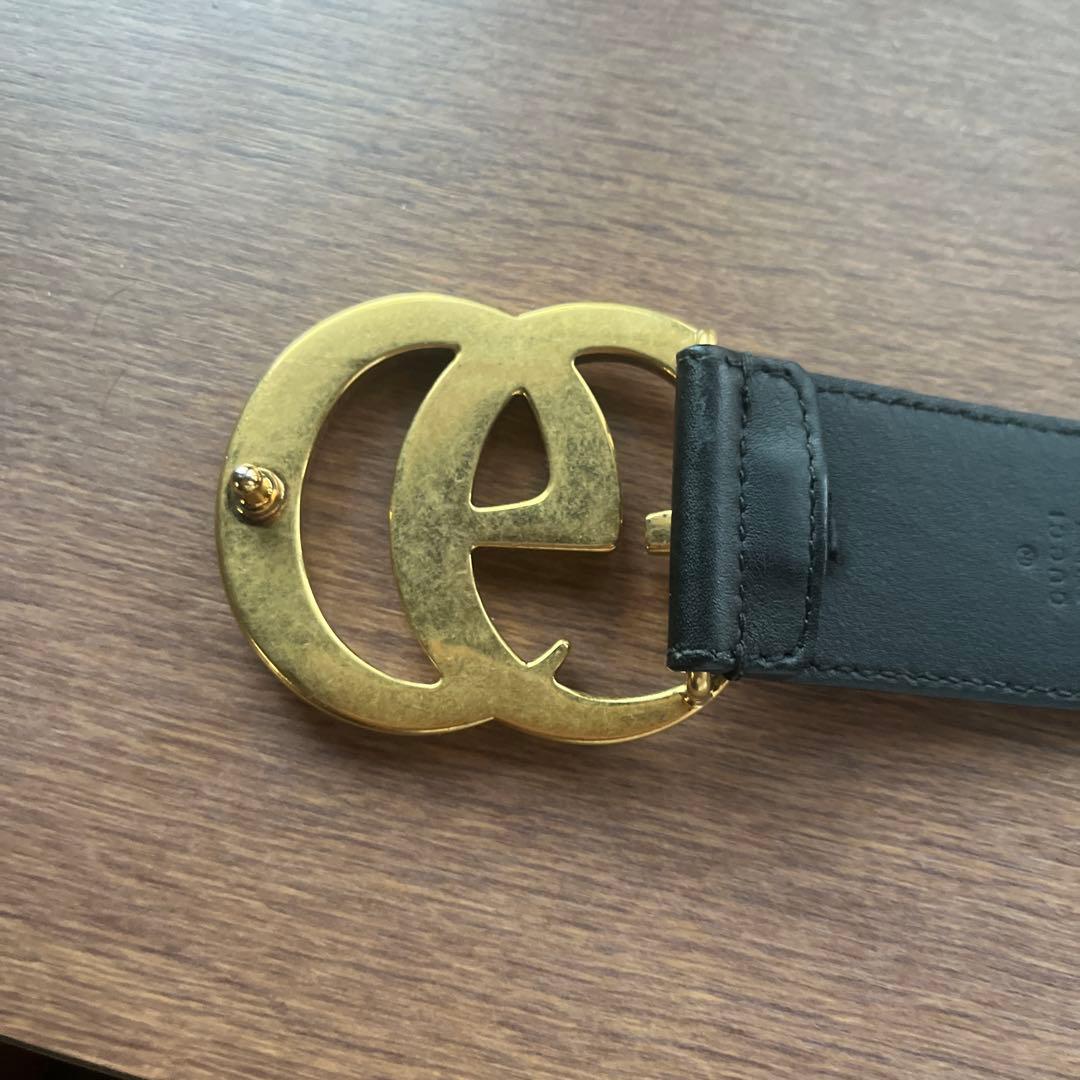 GUCCI 黒レザー ベルト 402993