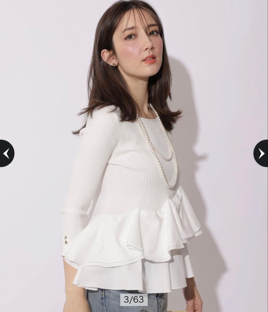 アプワイザーリッシェの裾ひらりんリブニット　白