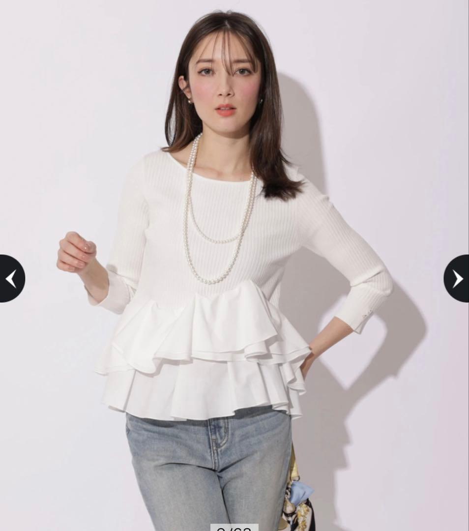 アプワイザーリッシェの裾ひらりんリブニット　白