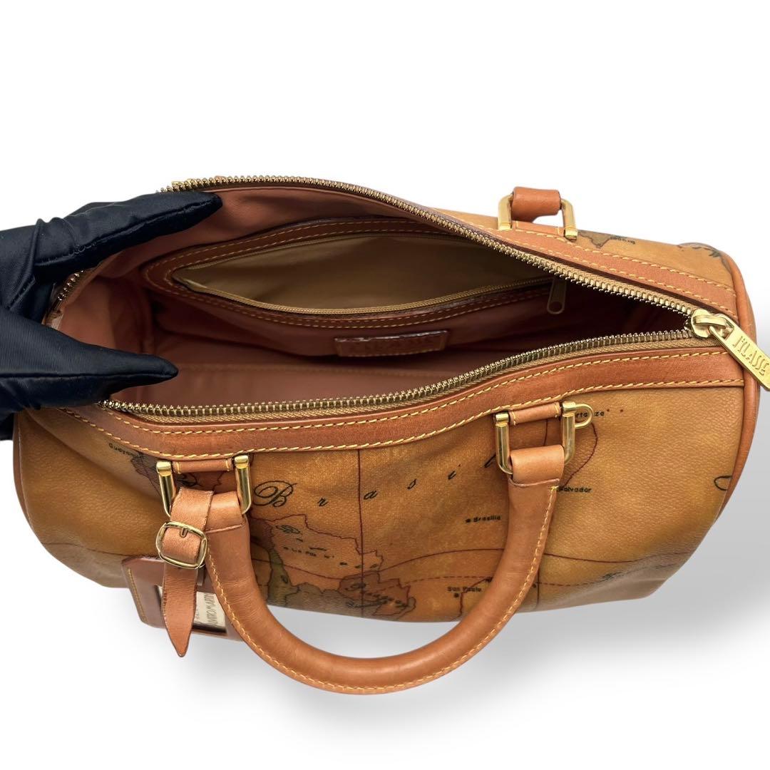 【美品】プリマクラッセ 地図柄 2wayバッグ ボストン ショルダー 旅行鞄