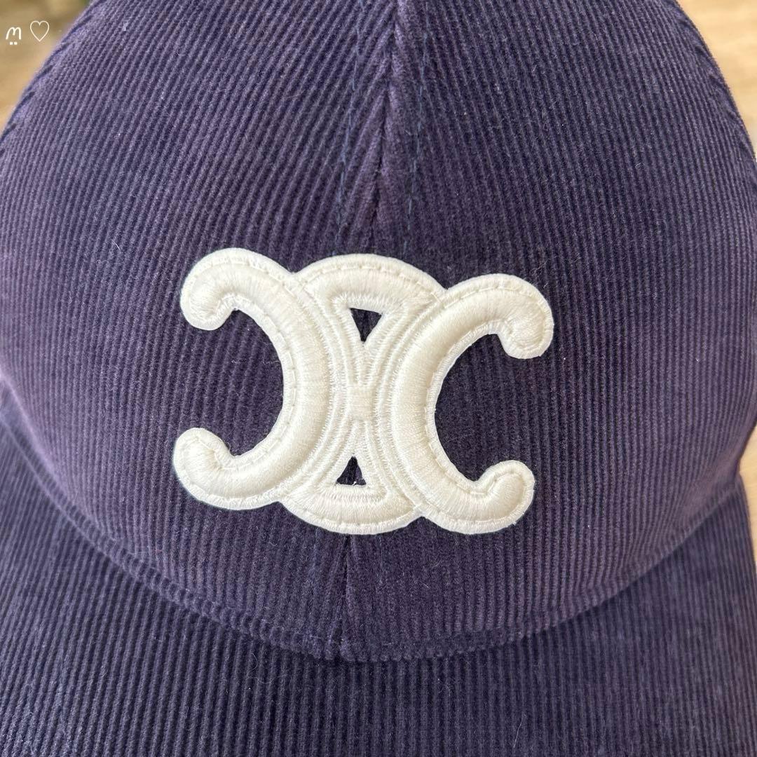 CELINEセリーヌ　コーデュロイ　トリオンフベースボールキャップ　S　帽子