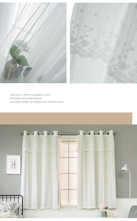 可愛い二層カーテン　遮光カーテン　レースカーテン
