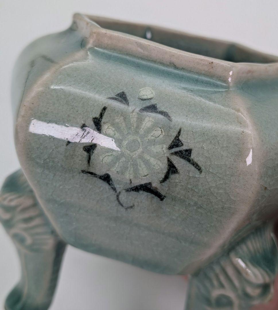 韓国人間国宝 申相浩 獅子摘青磁香炉 高麗青磁 韓国陶磁 香爐 香道具 茶道具