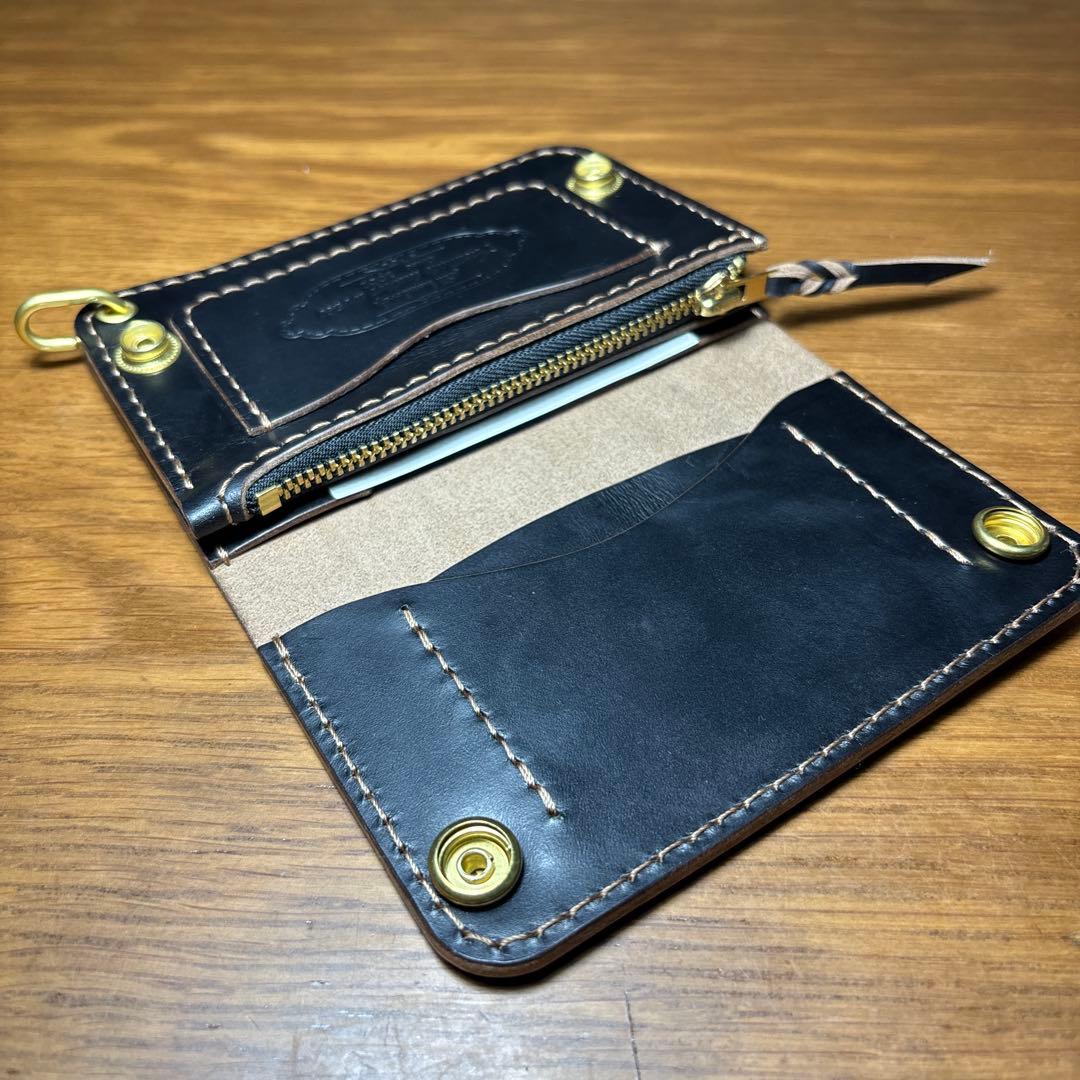 acsid ショートウォレット 糸ベージュ　マチ付き