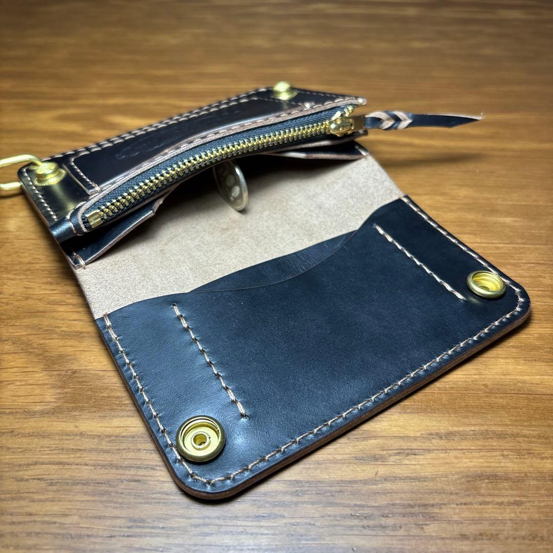 acsid ショートウォレット 糸ベージュ　マチ付き