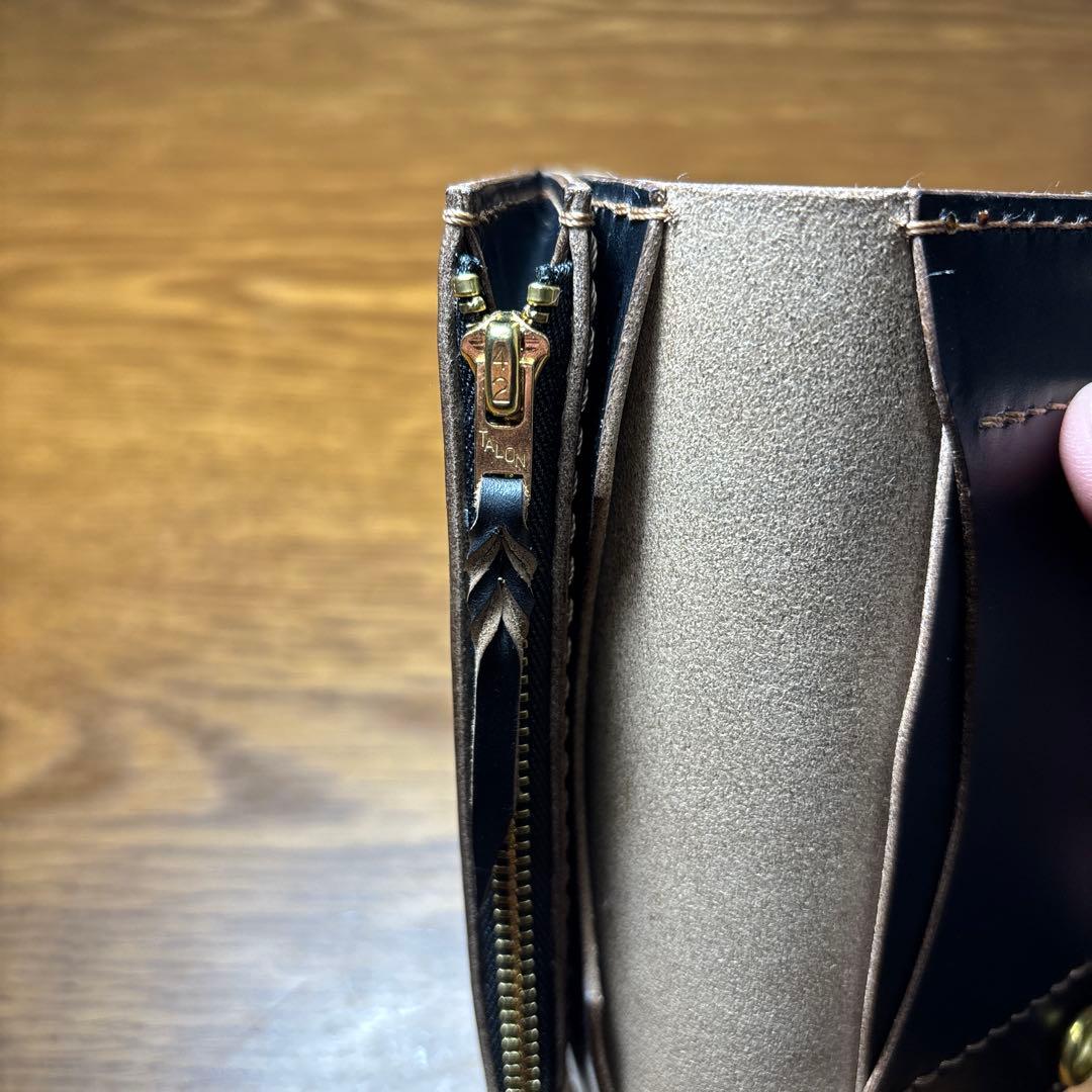 acsid ショートウォレット 糸ベージュ　マチ付き