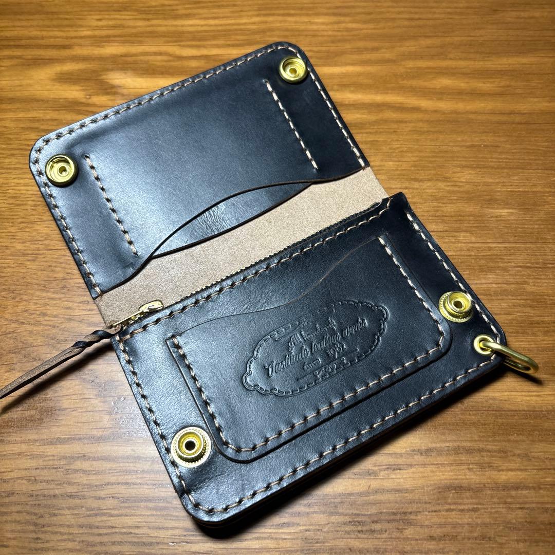 acsid ショートウォレット 糸ベージュ　マチ付き