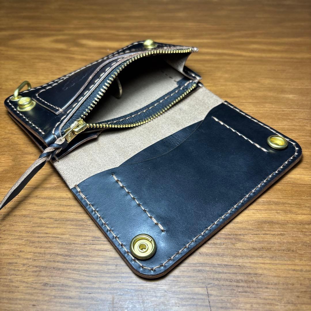 acsid ショートウォレット 糸ベージュ　マチ付き