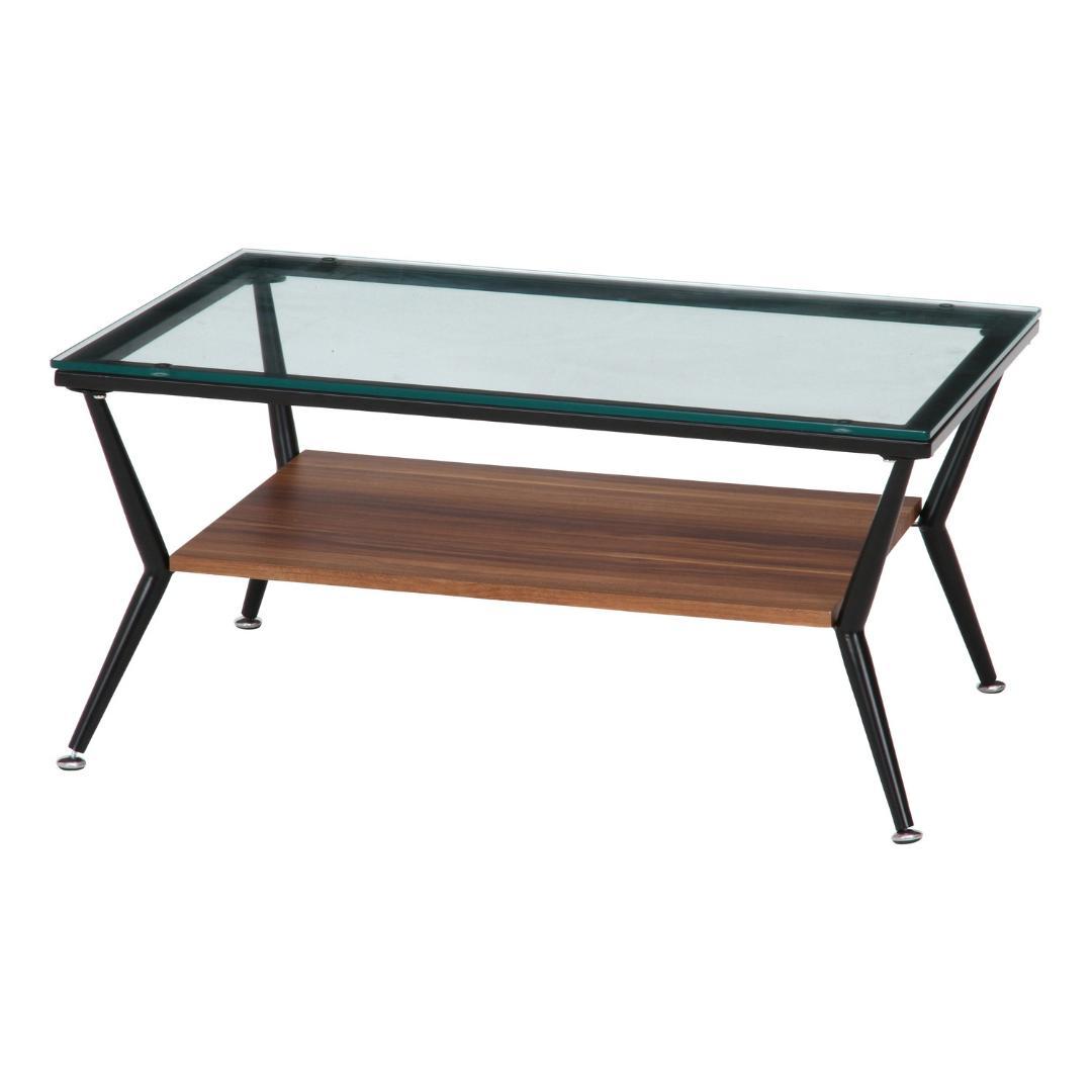 ガラス天板ローテーブル 80 ブラックダークブラウン