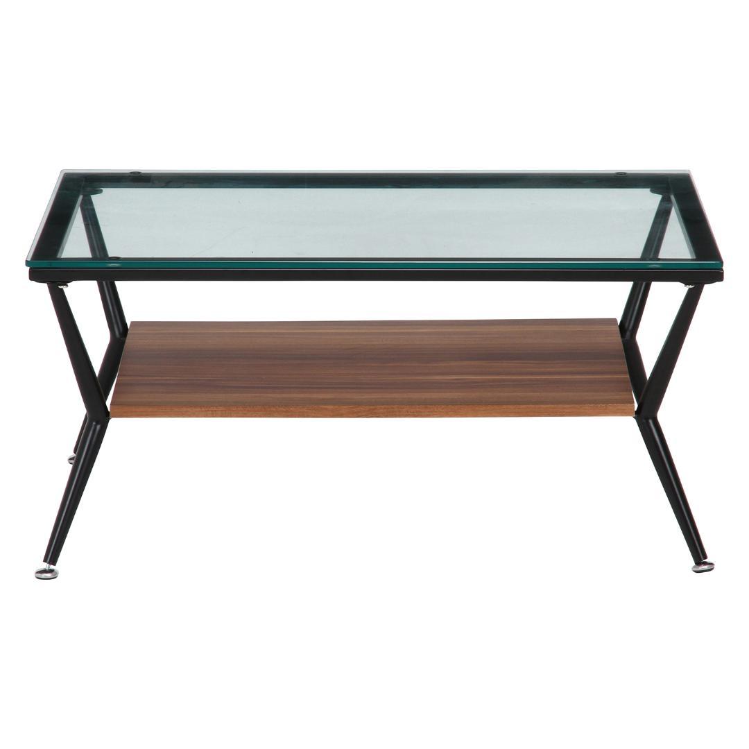 ガラス天板ローテーブル 80 ブラックダークブラウン