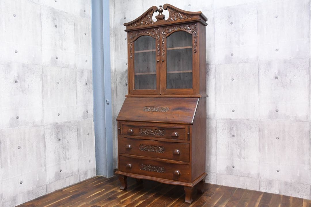 EEK99 神戸洋家具 コロニーハウス レリーフ ライティングビューロー 書斎机