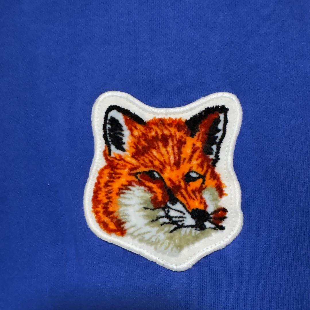 メゾンキツネMAISON KITSUNEフードパーカー　青色ブルー　Lサイズ