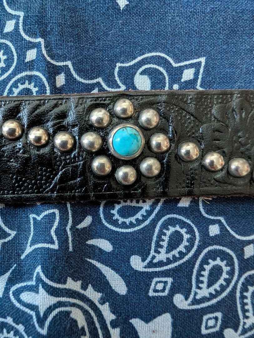 HTC WESTERN BELT エンボス加工フラワーターコイズ32新品未使用品