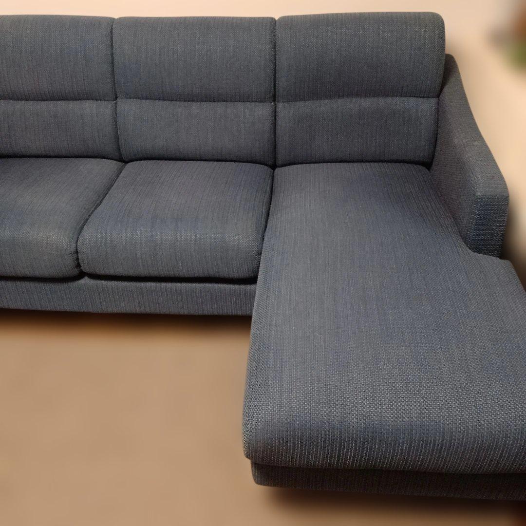 NITORI ダークブルー L字型ソファ３人掛け 引き取り限定です。