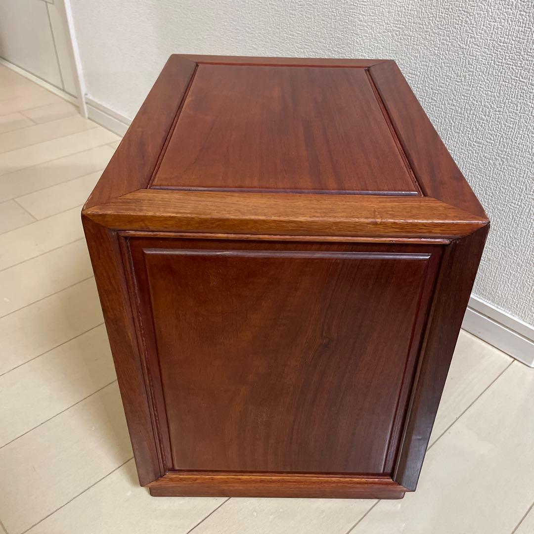 唐木 紫檀木 小物入れ 引出 唐木家具 高級銘木 透かし彫り 花梨 紫檀家具